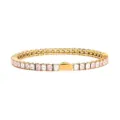 Bracelet tennis en acier inoxydable et zircone, couleur or avec pierres carrées roses et blanches. - Or 3MM Carré 1 Blanc + 1 Rose