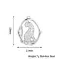 Stainless steel rhinestone sitting leopard pendant 33x27mm DIY jewelry accessory - Leopard Style B / Silver