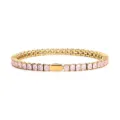 Bracelet tennis en acier inoxydable doré avec pierres zirconium cubiques roses et fermoir chic. - Or 3MM Carré Rose