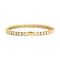 Gold stainless steel tennis bracelet with sparkling square white and yellow zirconia stones. - 3MM Gold Color Square 1 White + 1 Yellow