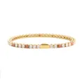 Gold stainless steel tennis bracelet featuring alternating red and white cubic zirconia stones. - 16cm / 3MM Gold Color Round 3 White Zirconia + 1 Red Zirconia
