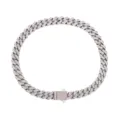 Pulsera de eslabones cubanos de acero inoxidable con circón rosa, joyería de moda hip hop. - 16cm / Color Acero (Strass Rosa)