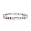 Ice cut purple zirconia tennis bracelet in 316L stainless steel, sparkling hip-hop style jewelry. - 16cm / 4MM Steel Color Square Light Purple