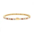 Gold stainless steel tennis bracelet variant with red and white zirconia stones. - 16cm / 3MM Gold Color Round 2 White Zirconia + 1 Red Zirconia