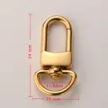 Gold tone stainless steel swivel snap hook keychain bag hardware with precise size dimensions. - 34*16*11.9mm / Gold