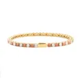 Stainless steel tennis bracelet featuring alternating red and white zircon stones in gold finish. - 16cm / 3MM Gold Color Round 1 White Zirconia + 1 Red Zirconia