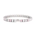 Bracelet tennis en acier inoxydable avec zircons cubiques roses et blancs carrés tendance. - Couleur Acier 4MM Carré 2 Blanc + 1 Rose