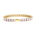 Gold-plated square cubic zirconia tennis bracelet for women and men hip hop jewelry. - 16cm / 4MM Gold Square Light Purple