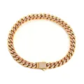 Pulsera de cadena cubana dorada decorada con circonitas cúbicas blancas y rosas brillantes. - 16cm / Dorado (Strass Rosa y Blanco)