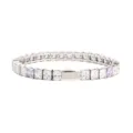 Stainless steel cubic zirconia tennis bracelet hip hop square crystal couple jewelry - 16cm / 5MM Steel Color Square 3 White + 1 Light Purple