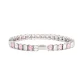 Bracelet tennis en zircone rose et blanc, bracelet a maillons en acier inoxydable - Couleur Acier 4MM Carré 1 Blanc + 1 Rose
