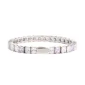 Silver tennis bracelet featuring square cut white and purple cubic zirconia stones with secure clasp. - 16cm / 5MM Steel Color Square 2 White + 1 Light Purple