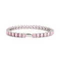 Bracelet tennis en acier inoxydable avec zircons cubiques roses carres pour mode bijoux - Couleur Acier 4MM Carré Rose
