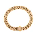 Pulsera de cadena cubana dorada con circonitas rosa joyas hip hop para hombres y mujeres - 16cm / Dorado (Circonia Rosa)