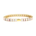 Bracelet Tennis En Acier Inoxydable Zircone Carré Rose Et Blanc Bijoux De Mode chic - Or 4MM Carré 3 Blanc + 1 Rose
