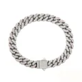 Pulsera de eslabones de acero inoxidable con piedras de circonita cúbica rosas y blancas. - 16cm / Color Acero (Strass Rosa y Blanco)