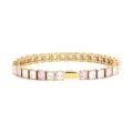 Bracelet tennis en acier inoxydable doré avec des zircons roses et blancs alternés. - Or 4MM Carré 2 Blanc + 1 Rose