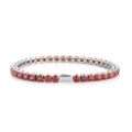 Stainless steel red zircon tennis bracelet hip hop street style fashion variant. - 16cm / 4MM Steel Color Round Red Zirconia