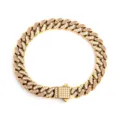 Pulsera de cadena cubana de oro con circonitas, joyería hip hop para mujeres y hombres. - 16cm / Dorado (Strass Rosa y Blanco)