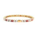 Gold Stainless Steel Tennis Bracelet Red Clear Zirconia Hip Hop Rapper Street Style Jewelry - 16cm / 4MM Gold Color Round 2 White Zirconia + 1 Red Zirconia