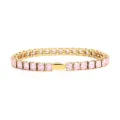 Bracelet tennis en acier inoxydable doré avec zircons roses, fermoir chic pour les femmes. - Or 4MM Carré Rose