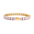 Gold Stainless Steel Square Purple Zircon Tennis Bracelet Elegant Chic Fashion Jewelry - 16cm / 5MM Gold Square Light Purple