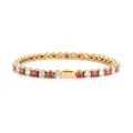 Gold stainless steel hip-hop tennis bracelet featuring red and white cubic zirconia stones. - 16cm / 4MM Gold Color Round 1 White Zirconia + 1 Red Zirconia