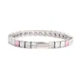 Bracelet tennis en acier inoxydable avec zircons carrés roses et blancs pour couples - Couleur Acier 5MM Carré 3 Blanc + 1 Rose