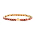 Gold tennis bracelet featuring sparkling red cubic zirconia stones in hip hop street style. - 16cm / 4MM Gold Color Round Red Zirconia