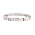 Bracelet de tennis en acier inoxydable avec zircons roses et blancs alternés élégant. - Couleur Acier 5MM Carré 2 Blanc + 1 Rose