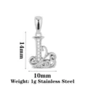 Neue Edelstahl Buchstabe L Anhänger Zirkonia Welle DIY Schmuck Accessoire Größe 14mm - Buchstabe L / Stahlfarben