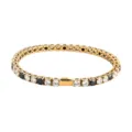 Stainless steel tennis bracelet featuring alternating clear and black round zirconia stones. - 16cm / 4MM Gold Color Round 2 White Zirconia + 1 Black Zirconia