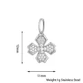 Edelstahl Kreuz Anhänger mit Zirkonia Steinen. Kompakte 12x11mm Größe, leichtes 1g Design. - Kreuzblume / Silber
