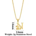 Gold Edelstahl Buchstabe N Anhänger Halskette Ornament Schicker Modeschmuck Geschenk - Buchstabe N / Gold