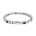 Stainless steel tennis bracelet with clear and black round zirconia stones for daily wear. - 16cm / 5MM Steel Color Round 3 White Zirconia + 1 Black Zirconia
