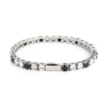 Stainless steel tennis bracelet featuring alternating black and white cubic zirconia. - 16cm / 5MM Steel Color Round 2 White Zirconia + 1 Black Zirconia