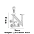 Edelstahl Buchstabe N Anhänger mit Zirkonia und Wellen Design DIY Schmuck Zubehör 14mm - Buchstabe N / Stahlfarben