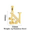 Edelstahl Buchstabe N Anhänger mit glitzernden Zirkoniasteinen und feinem Ornamentdesign. - Buchstabe N / Gold