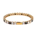 Gold stainless steel tennis bracelet with alternating black and white cubic zirconia stones. - 16cm / 5MM Gold Color Round 2 White Zirconia + 1 Black Zirconia