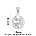 Edelstahl Zirkon Welle Anhänger DIY Schmuck Modisches Zubehör 14x12mm Silber Farbe - Buchstabe O / Stahlfarben