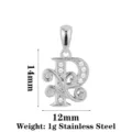 Edelstahl Buchstabe R Anhänger Glänzende Zirkonia DIY Schmuck Kette Charm 14x12mm - Buchstabe P / Stahlfarben