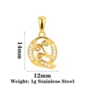 Goldfarbener Edelstahl Buchstabe Q Anhänger mit Zirkonia, 14x12mm Schmuck Zubehör. - Buchstabe Q / Gold