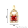 Goldene Schloss Form rote Zirkonia Anhänger Edelstahlschmuck DIY Accessoire Variante - Schloss mit Rote Zirkonia / Gold