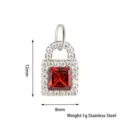 Edelstahl roter Zirkonia Schloss Anhänger SKU, 12x8mm DIY Schmuck Zubehör Element. - Schloss mit Rote Zirkonia / Silber