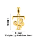 Edelstahl Gold Buchstabe T Anhänger mit Zirkonia Steinen, DIY Schmuckherstellung Zubehör. - Buchstabe T / Gold
