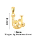 Edelstahl Buchstabe U Anhänger, goldfarbene Zirkon Blumen DIY Schmuck Zubehör. - Buchstabe U / Gold