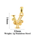 Edelstahl Buchstabe V Anhänger mit Zirkonia Steinen und filigranen Verzierungen 14mm - Buchstabe Y / Gold