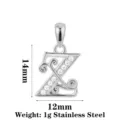 Edelstahl Buchstaben Z Anhänger Zirkonia Welle Charms DIY Schmuck Accessoire 14x12mm - Buchstabe Z / Stahlfarben