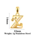 Edelstahl Buchstabe Z Anhänger mit funkelnden Zirkonia und Wellenmuster für DIY Schmuck. - Buchstabe Z / Gold