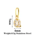 Stainless steel gold letter pendant with cubic zirconia 7x4mm charm for DIY necklace making - Letter Q / Gold